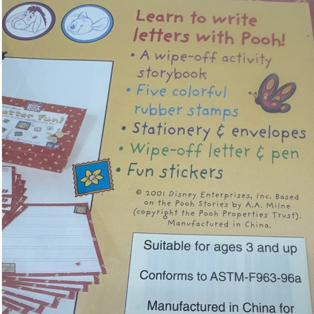 Disney Winnie the Pooh Letter Fun Kids Activity Stationery Set Red New Sealed